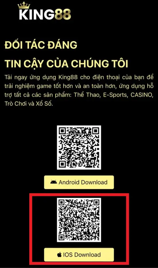 Chọn "iOS download" hoặc quét QR Code